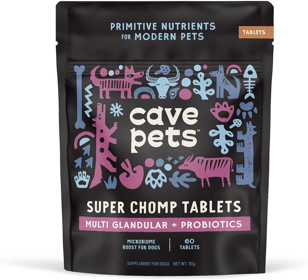 Super Chomp Tablets – Probióticos para Perros con Multiglandular, 60 Comprimidos