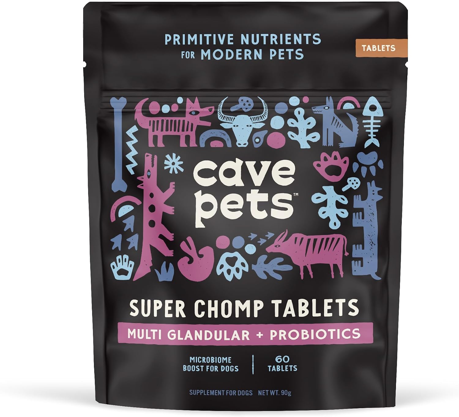 Super Chomp Tablets – Probióticos para Perros con Multiglandular, 60 Comprimidos