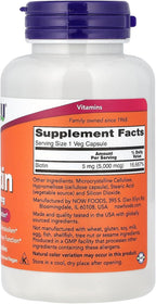 Now Foods Biotina 5 mg, 120 cápsulas vegetales