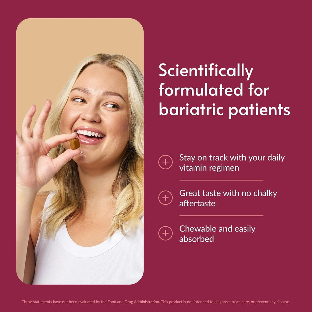 Bariatric Advantage Multi Chewy Bite - Multivitamínico masticable para pacientes de cirugía bariátrica - Sabor frutas variadas - 60 unidades