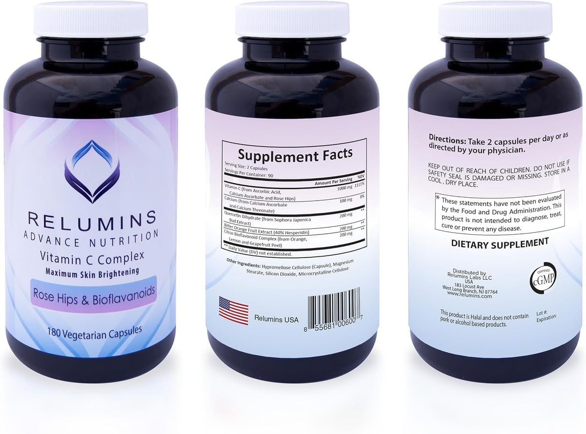 Relumins Advanced Vitamin C con Escaramujo – 1000 mg, 180 Cápsulas x 3 (9 Meses de Suministro) – Image 9