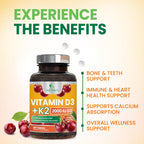 Vitamina D3 K2 2000 UI con MK-7 - Masticable Sabor Berry - 120 Comprimidos