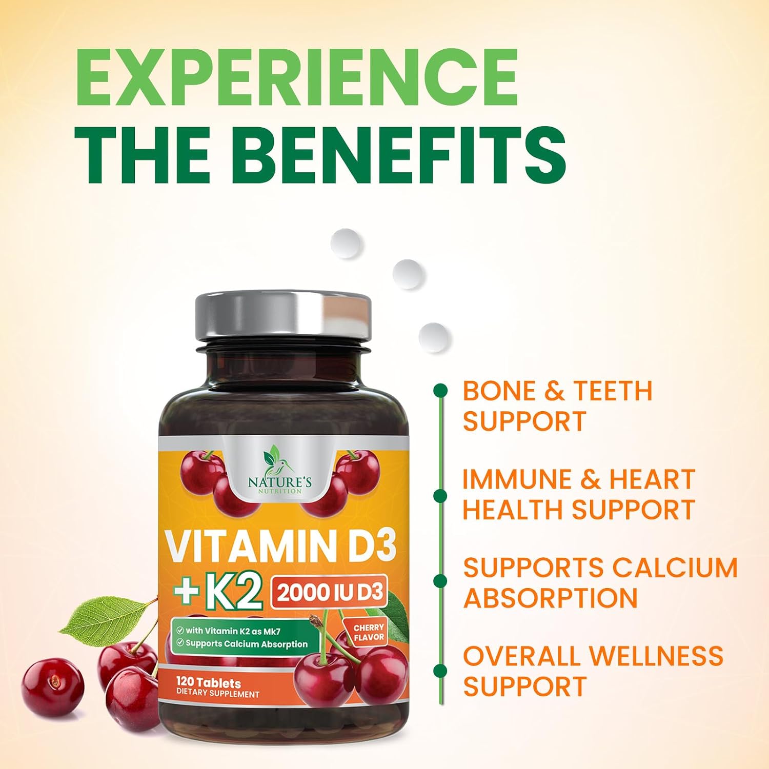 Vitamina D3 K2 2000 UI con MK-7 - Masticable Sabor Berry - 120 Comprimidos