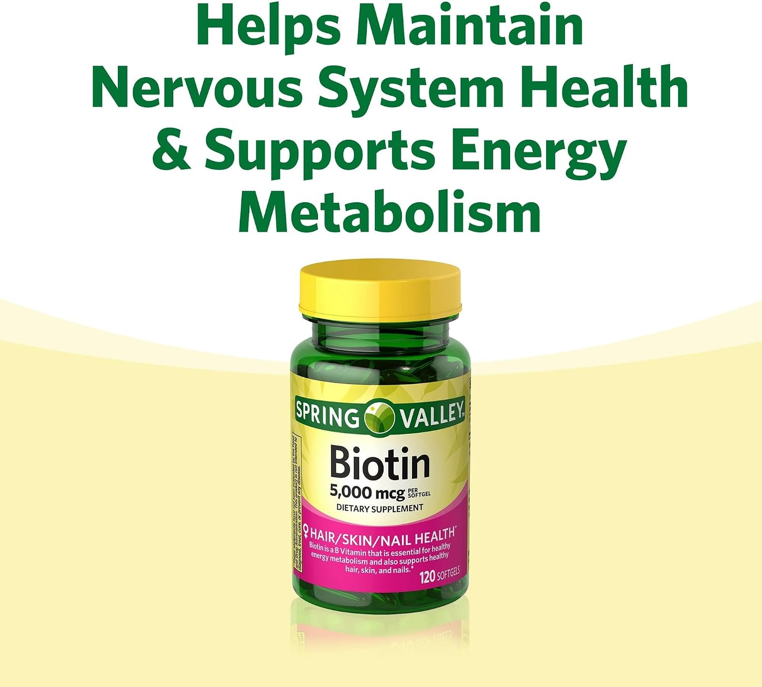 Spring Valley Biotin 10.000 mcg, 120 cápsulas blandas