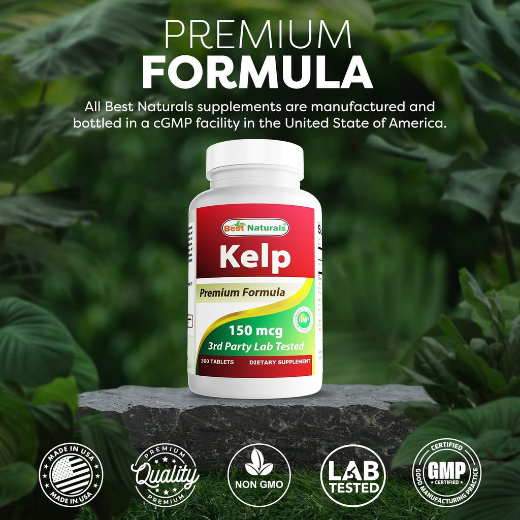 Best Naturals Kelp Supplement 150 mcg, 300 Tablets
