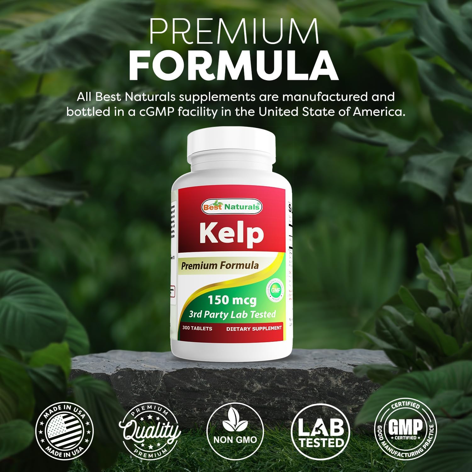 Best Naturals Kelp Supplement 150 mcg, 300 Tablets