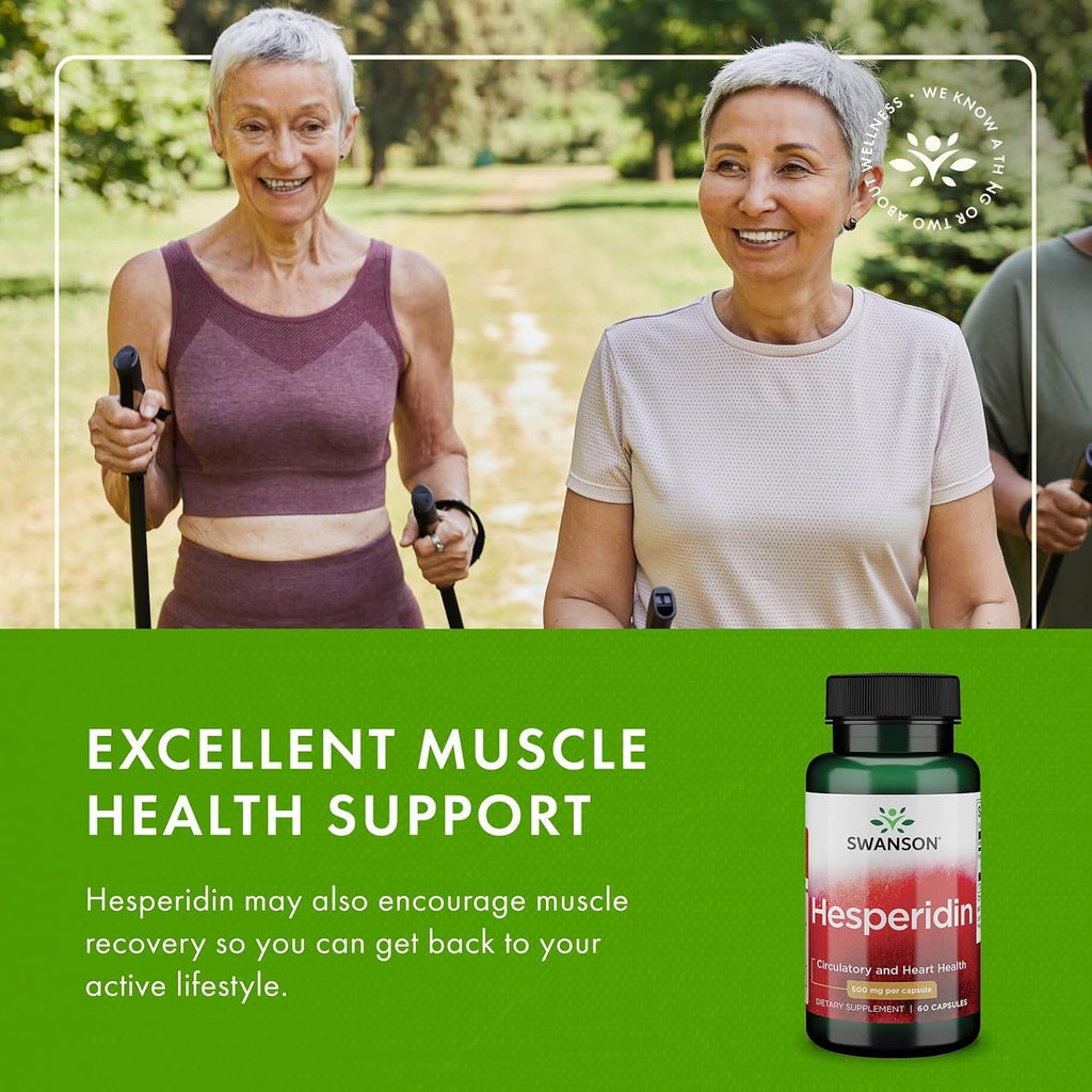 Swanson Hesperidina - Flavonoide Cítrico para la Salud Cardiovascular y Recuperación Muscular - 60 Cápsulas (2 Envases)