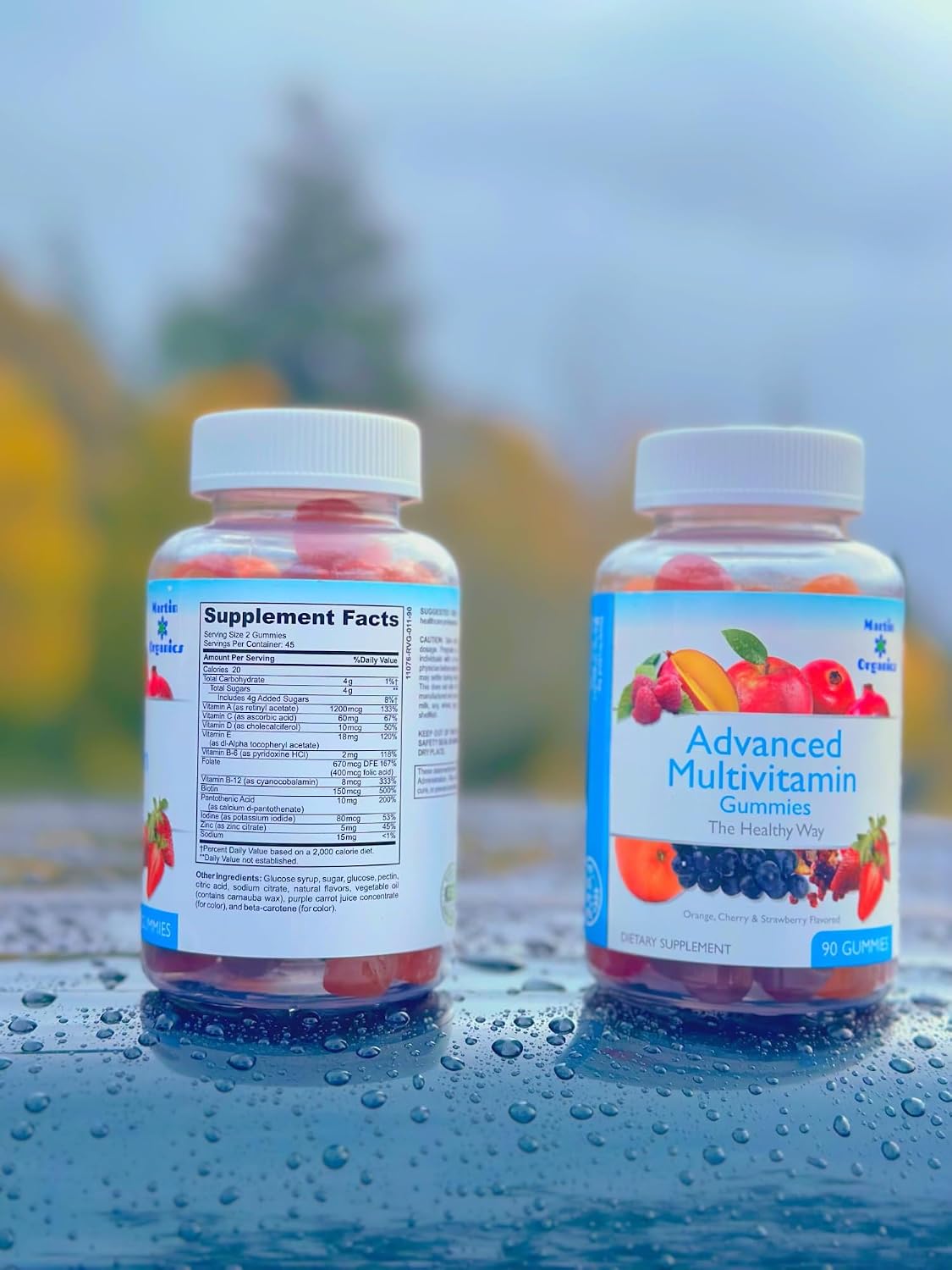 Martin Organics Multivitamin Gummies para Mujeres y Hombres, Sin Gluten, con Hierro, Magnesio, Zinc y Biotina, 90 Gominolas