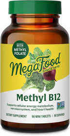 MegaFood Methyl B12 - B Complex with Methylfolate and B6 - Vegan - 90 Tablets
