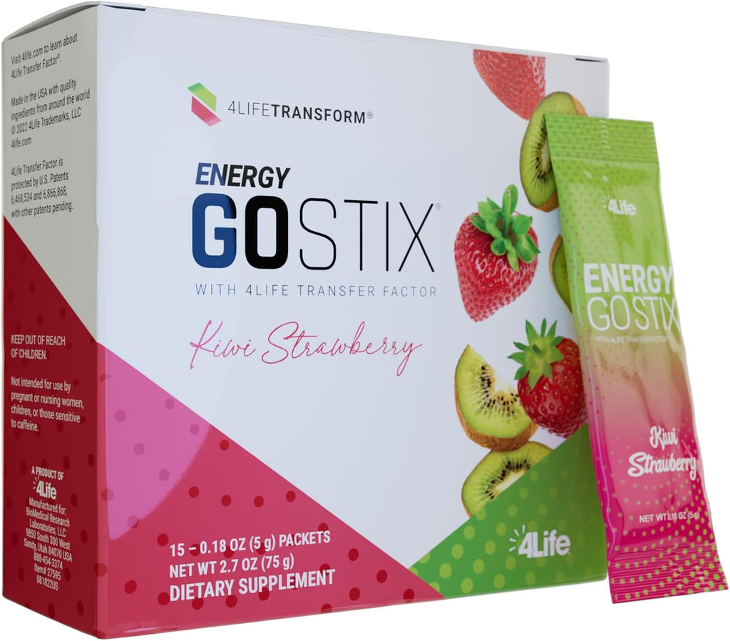 4Life Energy Go Stix Mezcla de bebida de naranja cítrica con aminoácidos, 30 sobres