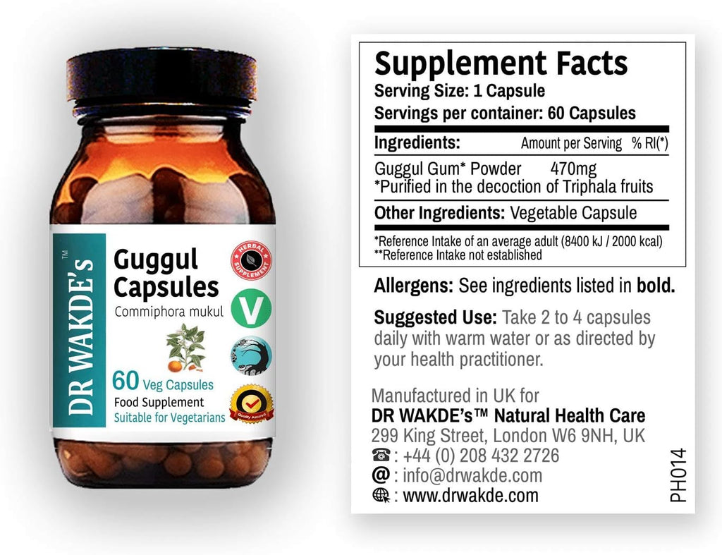 DR WAKDE'S Cápsulas de Guggul (Mirra de Mukul) - 60 Cápsulas Veganas