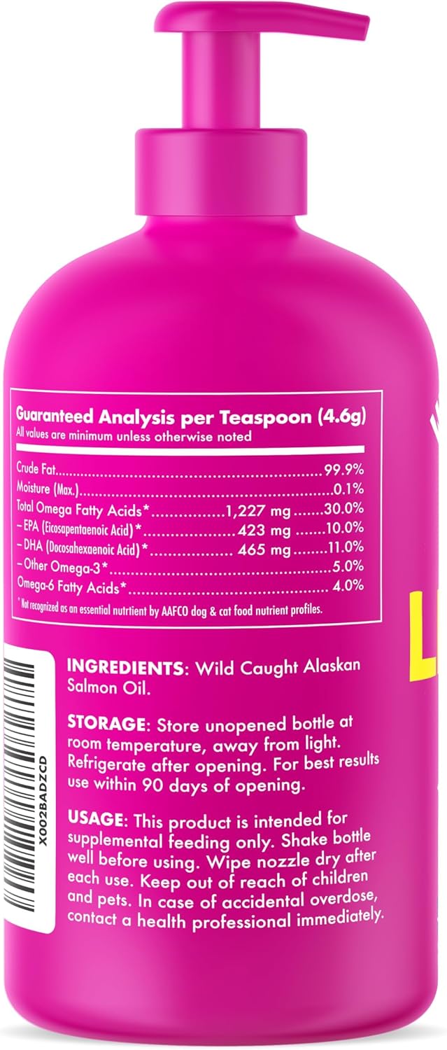 LEGITPET Aceite de Salmón Salvaje de Alaska para Perros y Gatos - 946 ml