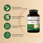 NatureBell Calostro Bovino 1000mg por Dosis, 240 Cápsulas | 40% IgG - Sin OGM