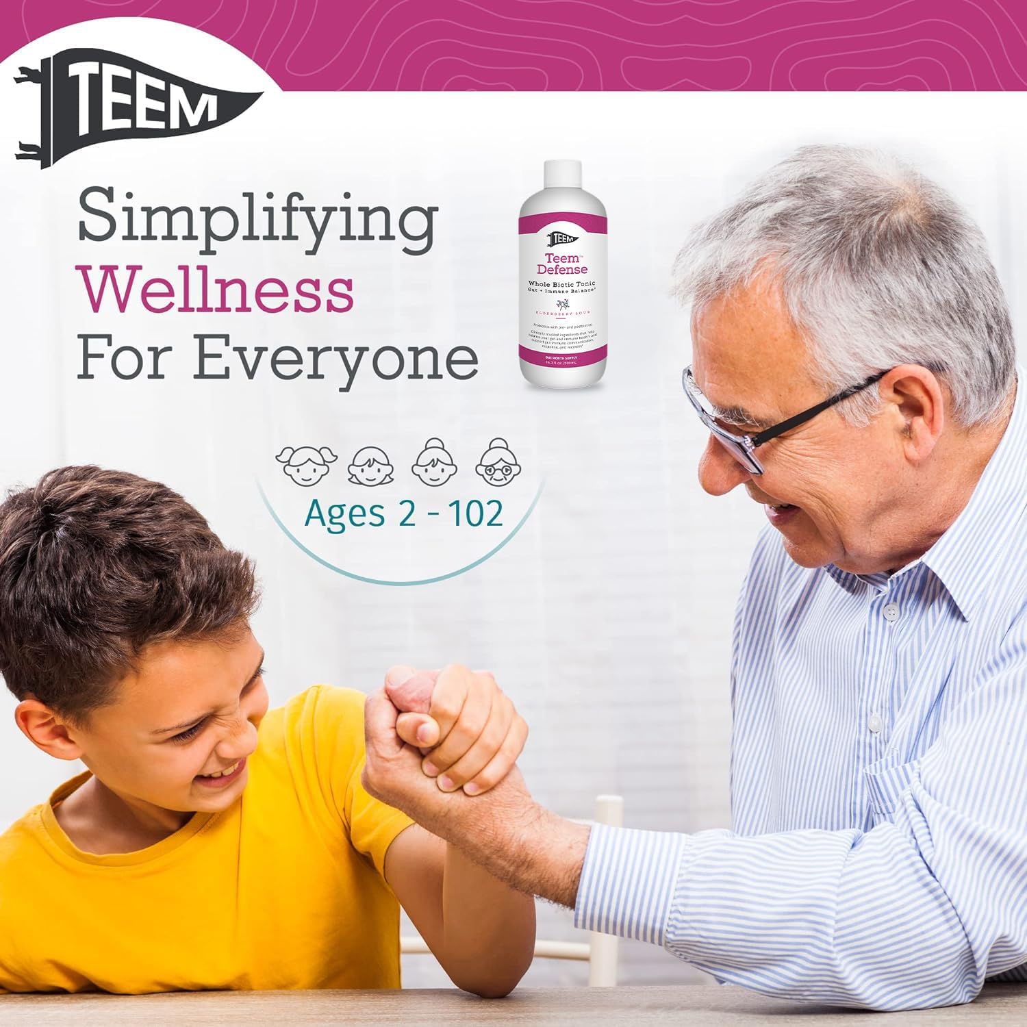 Teem Defense - Probiótico Líquido con Saúco, Prebiótico, Probiótico y Postbiótico, 480 ml