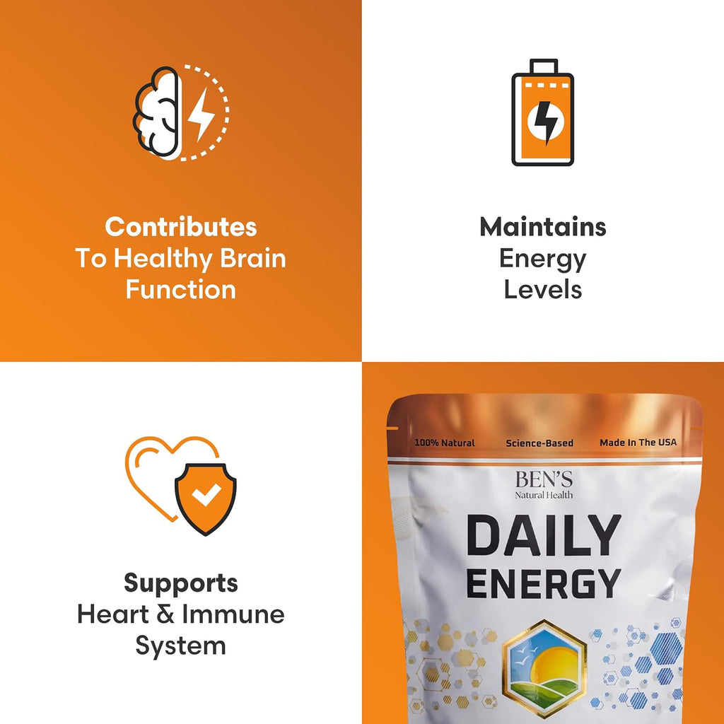 Ben's Natural Health Daily Energy con Vitaminas B y CoQ10 - 60 Cápsulas