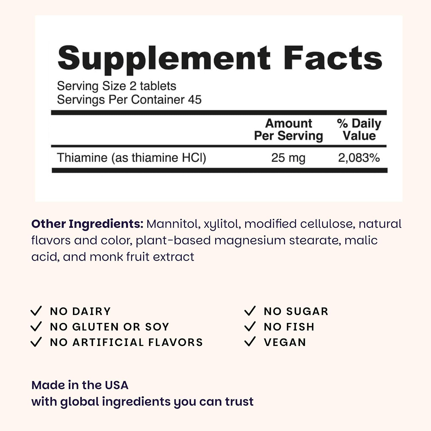 EZ Melts Vitamina B1 25 mg - Comprimidos Sublinguales - 90 Comprimidos (45 Dosis) - Sabor Cherry Burst - Sin Gluten, Sin Soja, Vegano