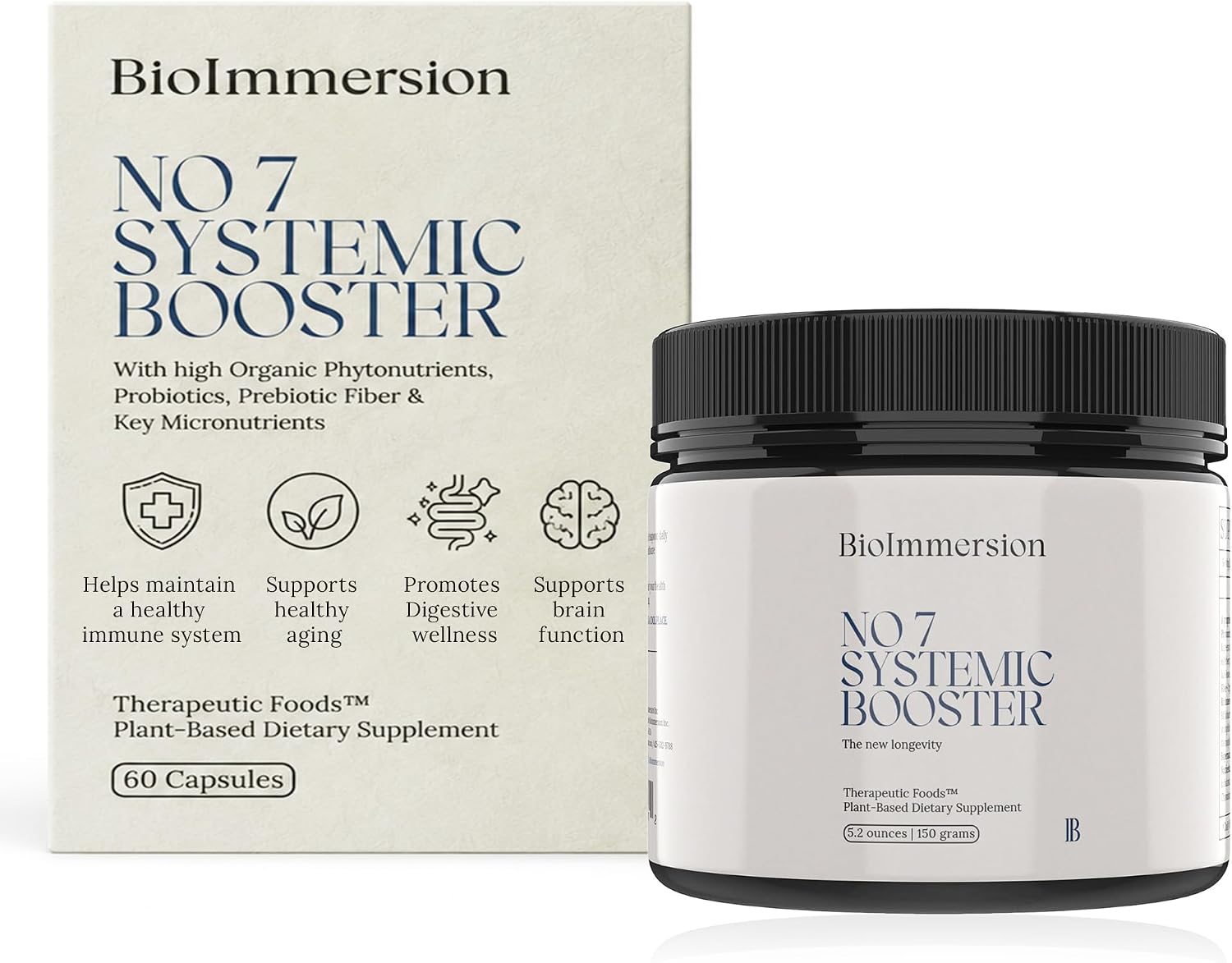 BioImmersion No 7 Systemic Booster – Mezcla Orgánica de Fitonutrientes, Probióticos y Micronutrientes – 150g en Polvo