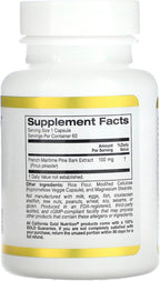 California Gold Nutrition Extracto de Corteza de Pino Marítimo Francés con Oligopin®, 100 mg, 60 Cápsulas Vegetales