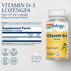 SOLARAY Vitamin D3 2000 IU - 60 Oral Dissolving Tablets - Natural Lemon Flavor