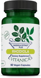 Vitanica Extracto de Raíz de Rhodiola Rosea 200mg - 60 Cápsulas Veganas