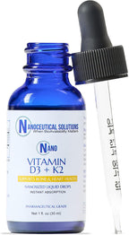Nanoceutical Solutions Nano Vitamin D3+K2 Líquido | 5000 UI + 100 mcg K2 | Absorción Rápida | 30 ml