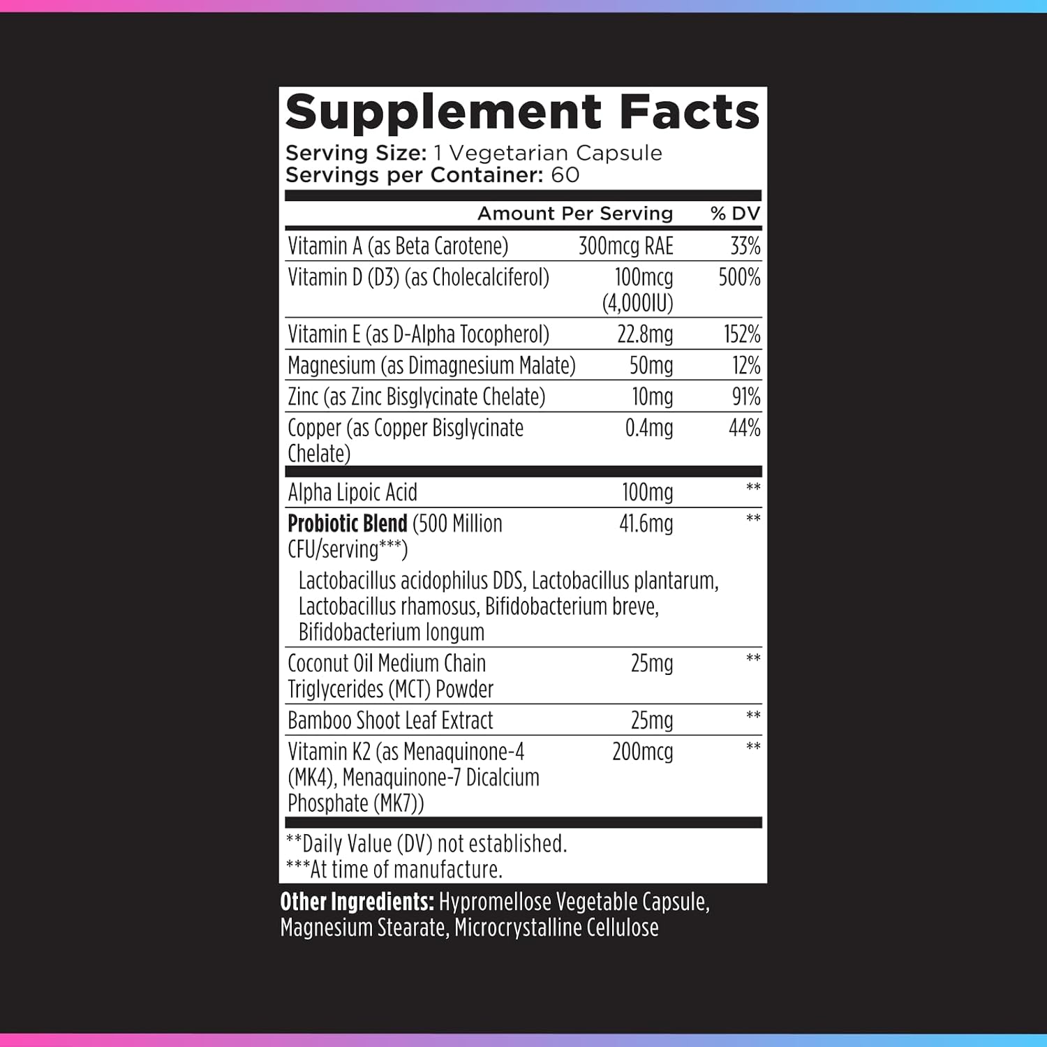 Livingood Daily Vitamina D3 K2 4000 UI, 9 en 1 con Vitaminas A, E, Zinc, Magnesio y Probióticos - 60 Cápsulas