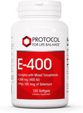 Protocol for Life Balance E-400 268 (400 UI) - Vitamin E with Selenium and Mixed Tocopherols - 120 Softgels