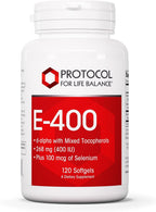 Protocol for Life Balance E-400 268 (400 UI) - Vitamin E with Selenium and Mixed Tocopherols - 120 Softgels