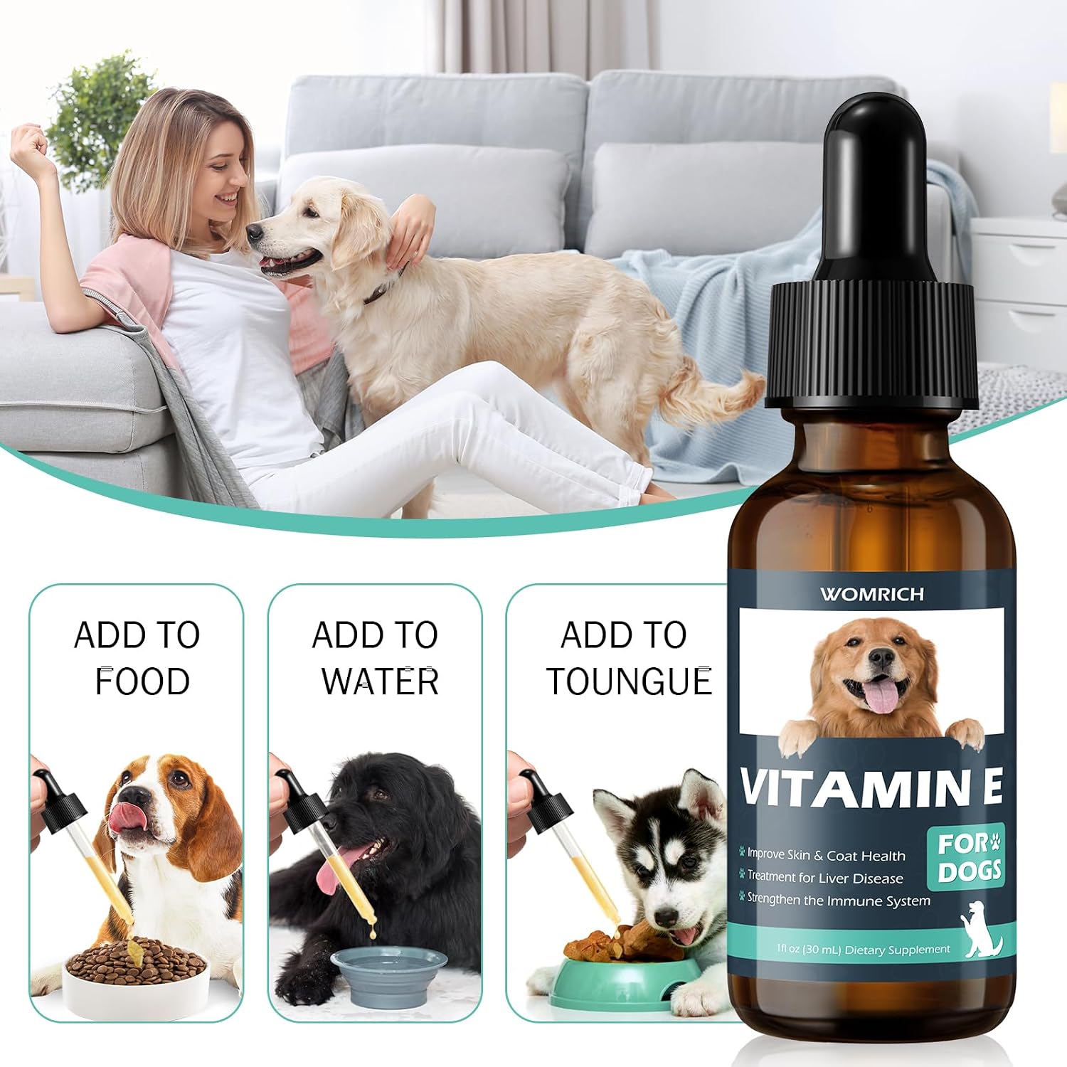 Aceite de Vitamina E para Perros - 30 ml - Apoyo para Piel, Pelaje e Inmunidad
