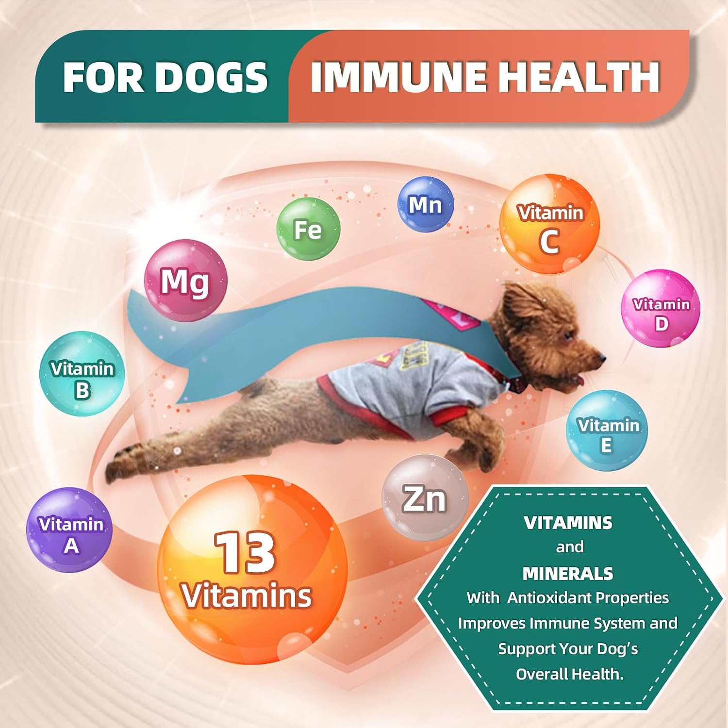 Multivitamínico para perros con glucosamina, omega 3, minerales, probióticos y enzimas - 120 masticables sabor pollo