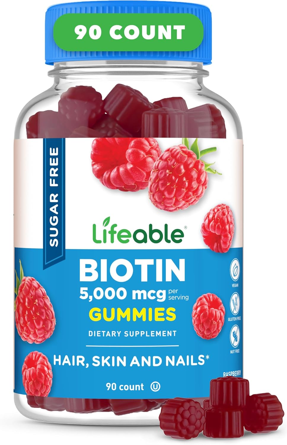 Lifeable Gominolas de Biotina 5000mcg Sin Azúcar - 90 Gominolas