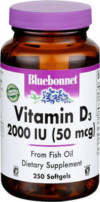 Bluebonnet Nutrition Vitamin D3 2000 IU, 250 Softgels