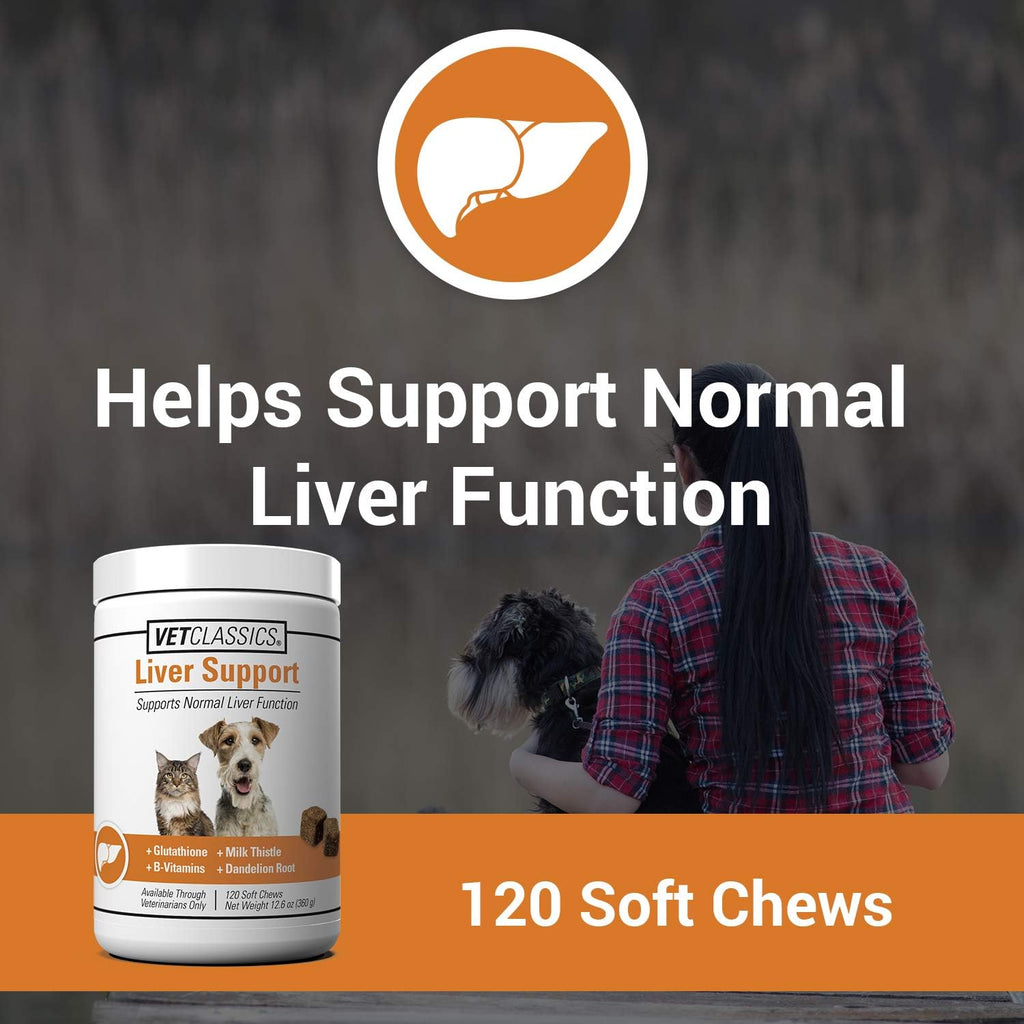 Vet Classics Apoyo Hepático para Perros y Gatos – Suplemento para la Función Hepática – B-vitaminas, Glutatión, Cardo Mariano – 120 Comprimidos Blandos