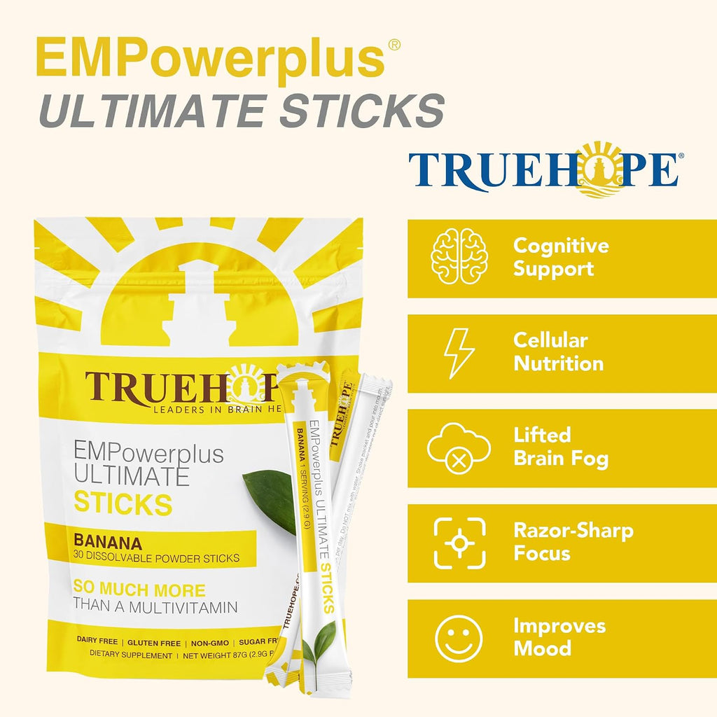 Truehope EMPowerplus Ultimate Sticks Multivitamínico Nootrópico con Inositol - 30 Sobres (Plátano)