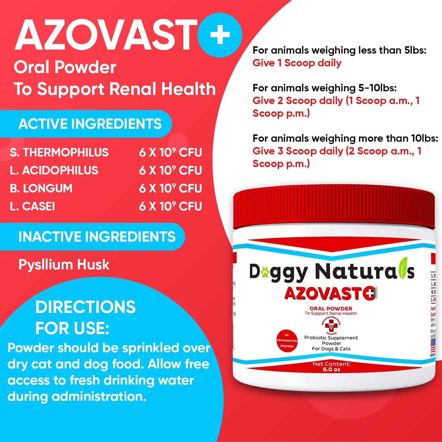 Azovast Plus Suplemento de Salud Renal para Perros y Gatos, Polvo Oral (170g)