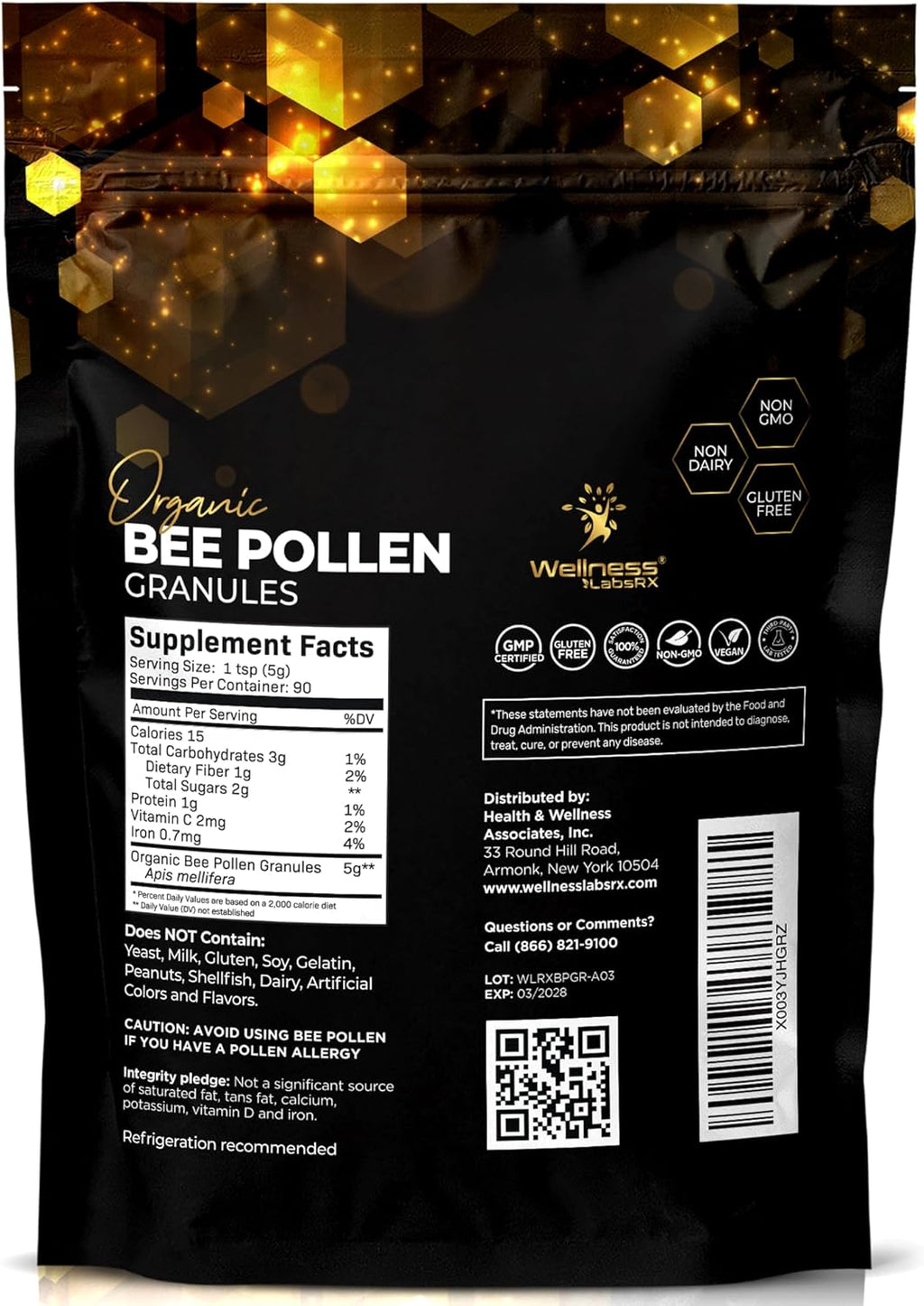 Gránulos de Polen de Abeja, 1 Libra (454 g) - Superalimento Keto con Proteínas, Vitaminas y Minerales