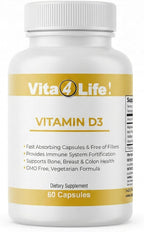 Vita4Life! Vitamin D3 with K2 and Magnesium | High Absorption | 60 Capsules