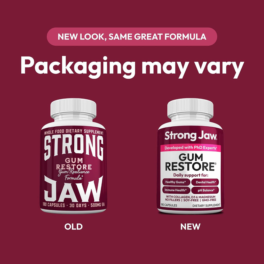 Strong Jaw Gum Restore - Suplemento para la Salud de Encías y Dientes, 180 Cápsulas