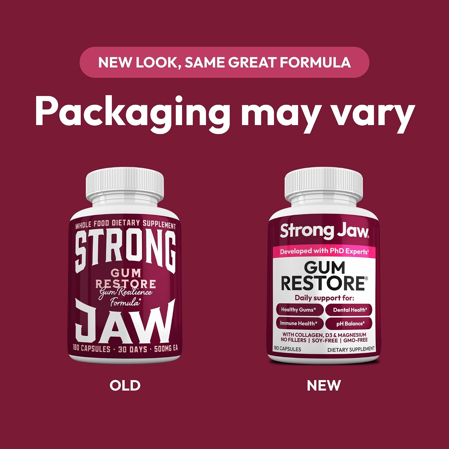 Strong Jaw Gum Restore - Suplemento para la Salud de Encías y Dientes, 180 Cápsulas