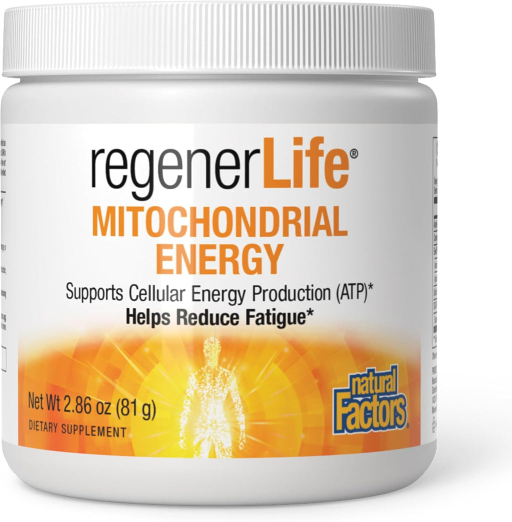 Natural Factors RegenerLife Powder - Mezcla para bebida de apoyo a la energía celular - Sabor tropical - 81 g