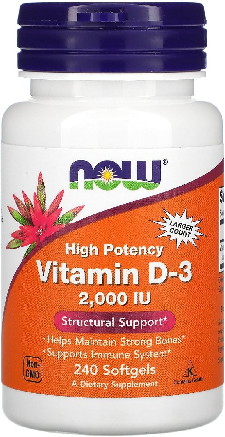 NOW Foods Vitamina D3 2000 UI 240 Cápsulas Blandas (3 Pack)
