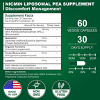 NICMIN Palmitoylethanolamide 1600mg con Luteolina y Quercetina, 60 Cápsulas