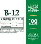 Nature's Bounty Vitamina B12, 1000 mcg, 100 Comprimidos