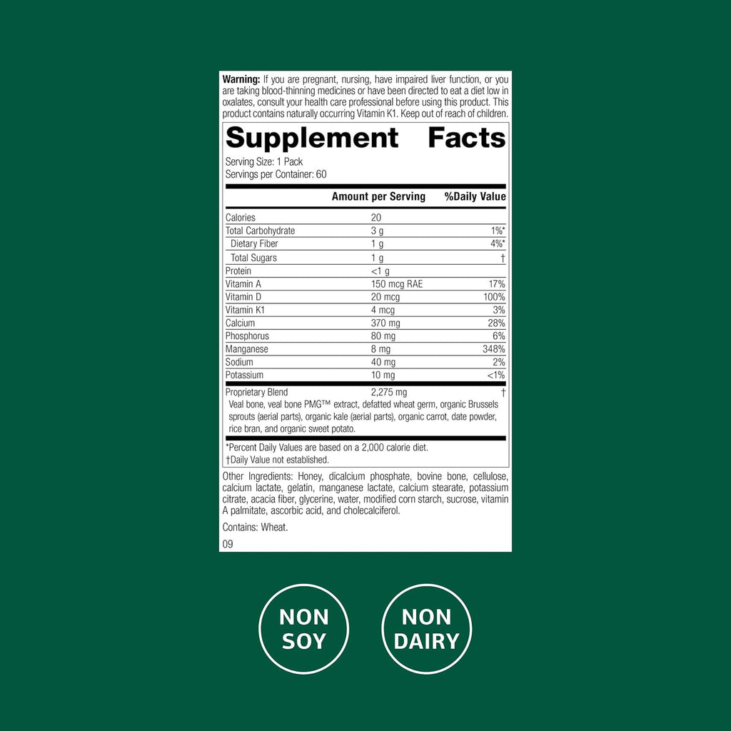 Standard Process Bone Health Pack - Supports and Maintains Healthy Bone Density with Calcium, Vitamin D and Antioxidant Vitamin A - Dairy and Soy Free - 60 Packets (60 Doses)
