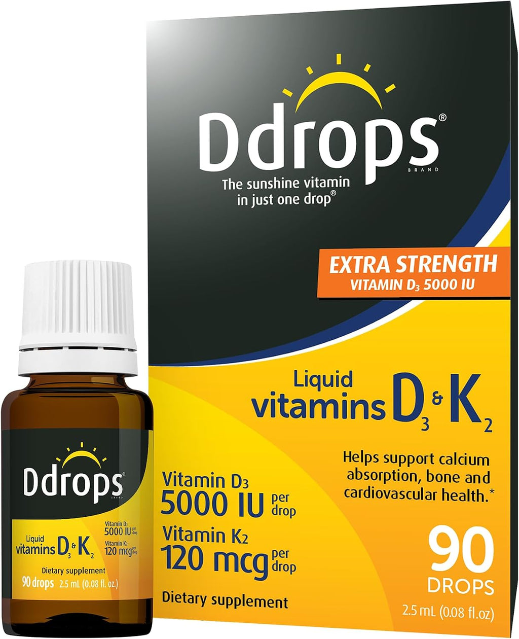 Ddrops Extra Strength 5000 UI Vitamina D3 + K2 (MK7) - 90 Gotas