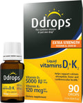 Ddrops Extra Strength 5000 UI Vitamina D3 + K2 (MK7) - 90 Gotas