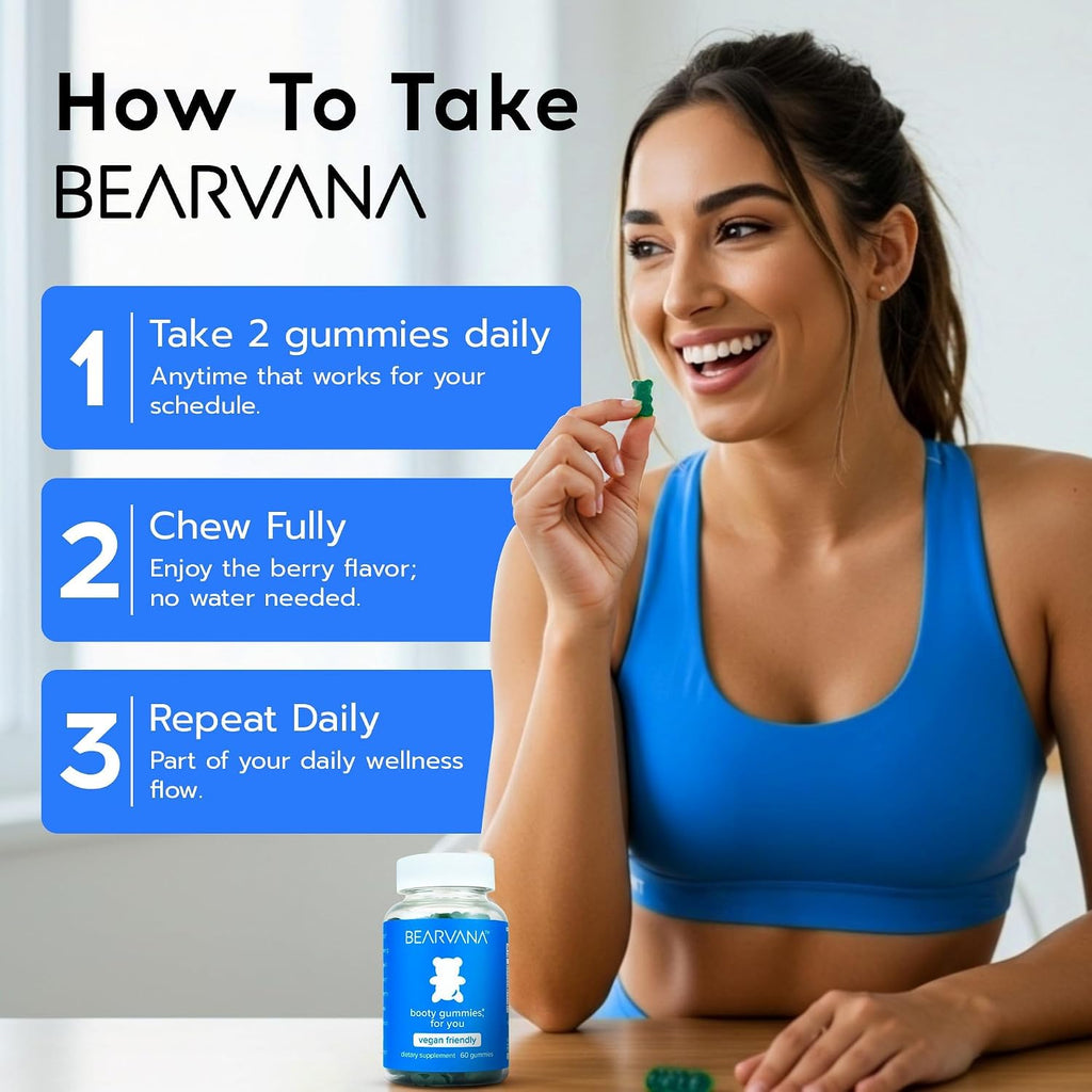 BEARVANA Peach Support Gomitas Multivitamínicas para Mujer con Extractos Herbales y Vitaminas Esenciales - Sabor Baya - 60 Gomitas