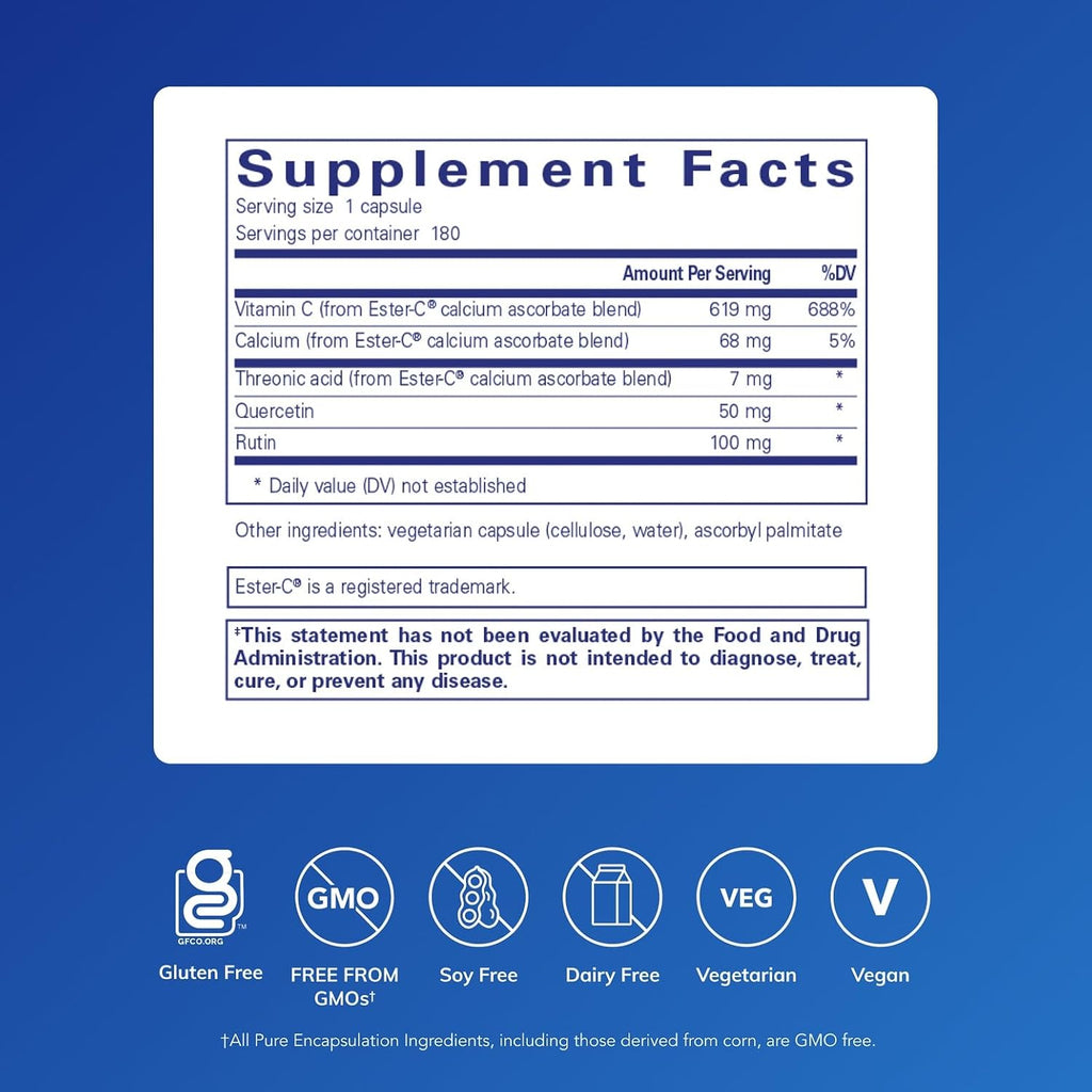 Pure Encapsulations Ester-C & Flavonoides - 180 Cápsulas