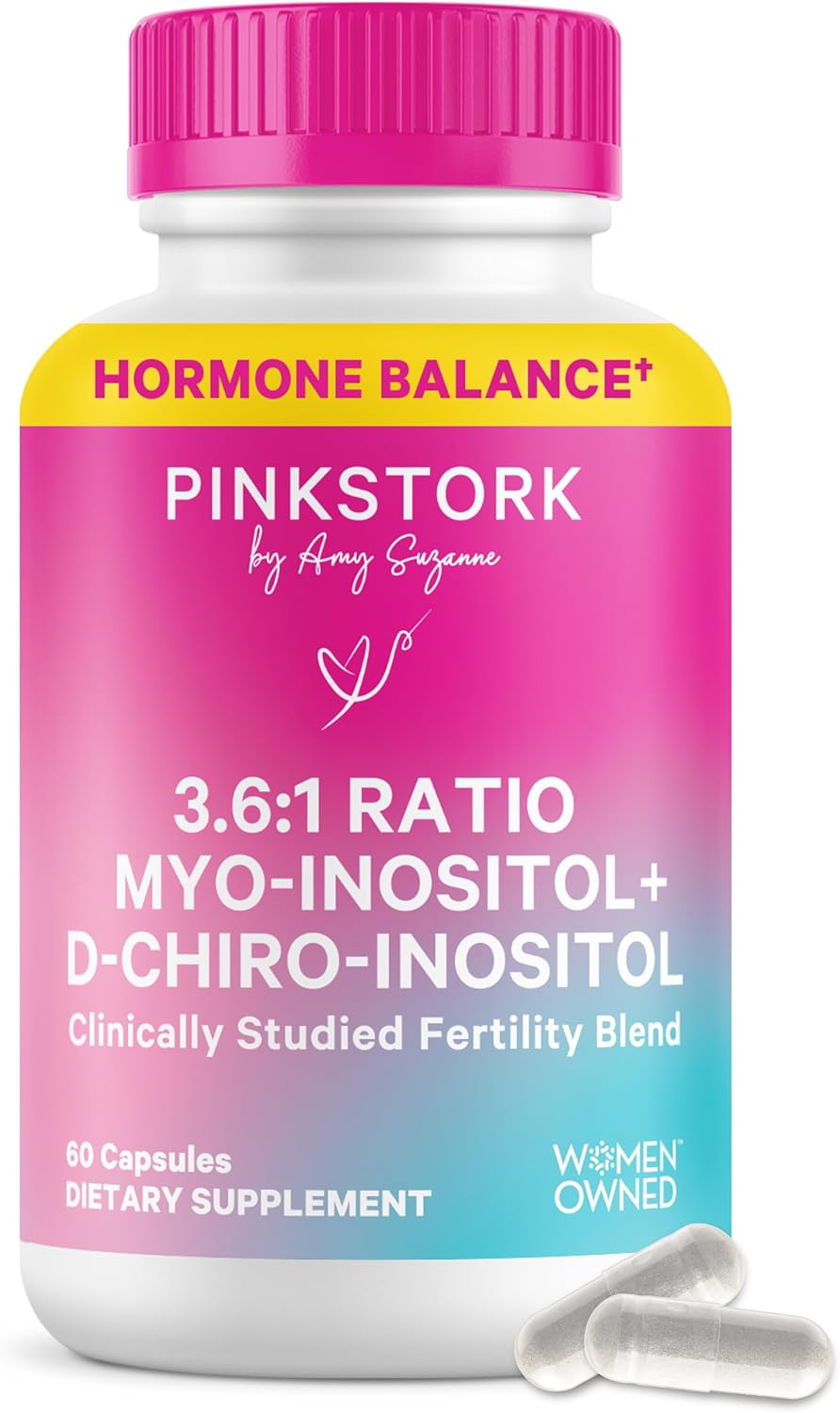 Pink Stork Myo-Inositol y D-Chiro Inositol: Mezcla 3.6:1 para el Equilibrio Hormonal y la Fertilidad - 60 Cápsulas