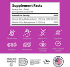 Zahler Vitamina D3 y K2 Comprimidos Masticables - 5000 UI D3 + 120 mcg K2 - Sabor Melocotón Albaricoque - 90 Unidades
